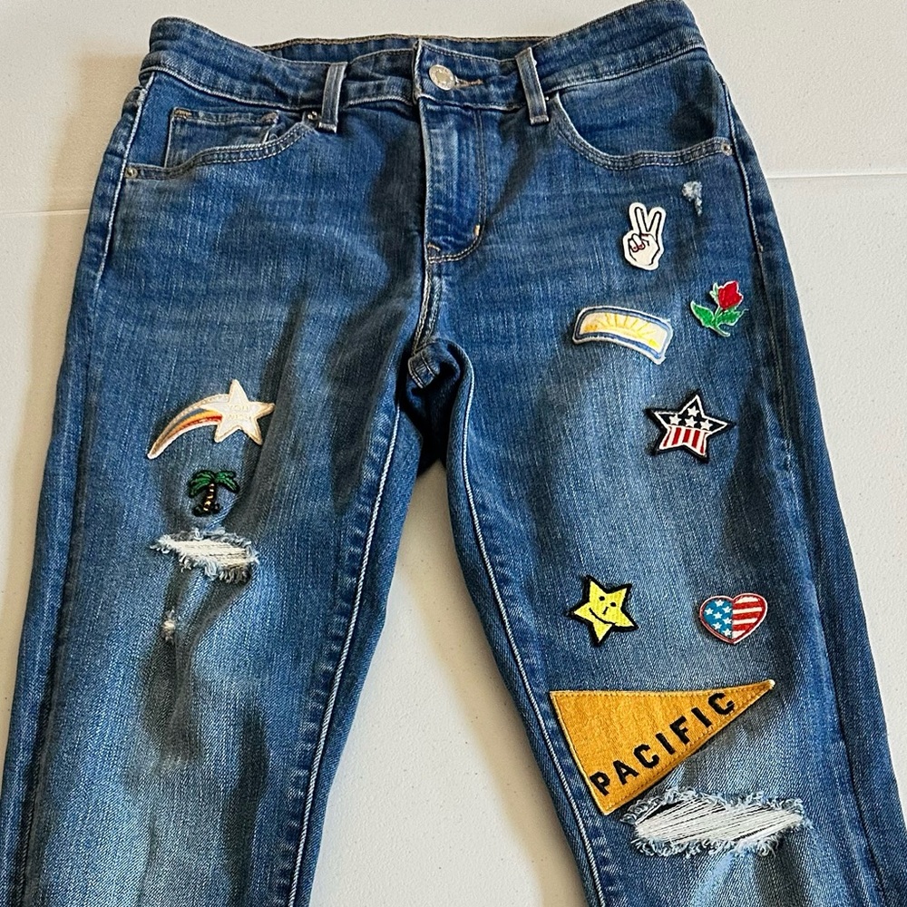 Levi's High Waist Patch Skinny Jeans. Size W26 L30 - Picture 5 of 12